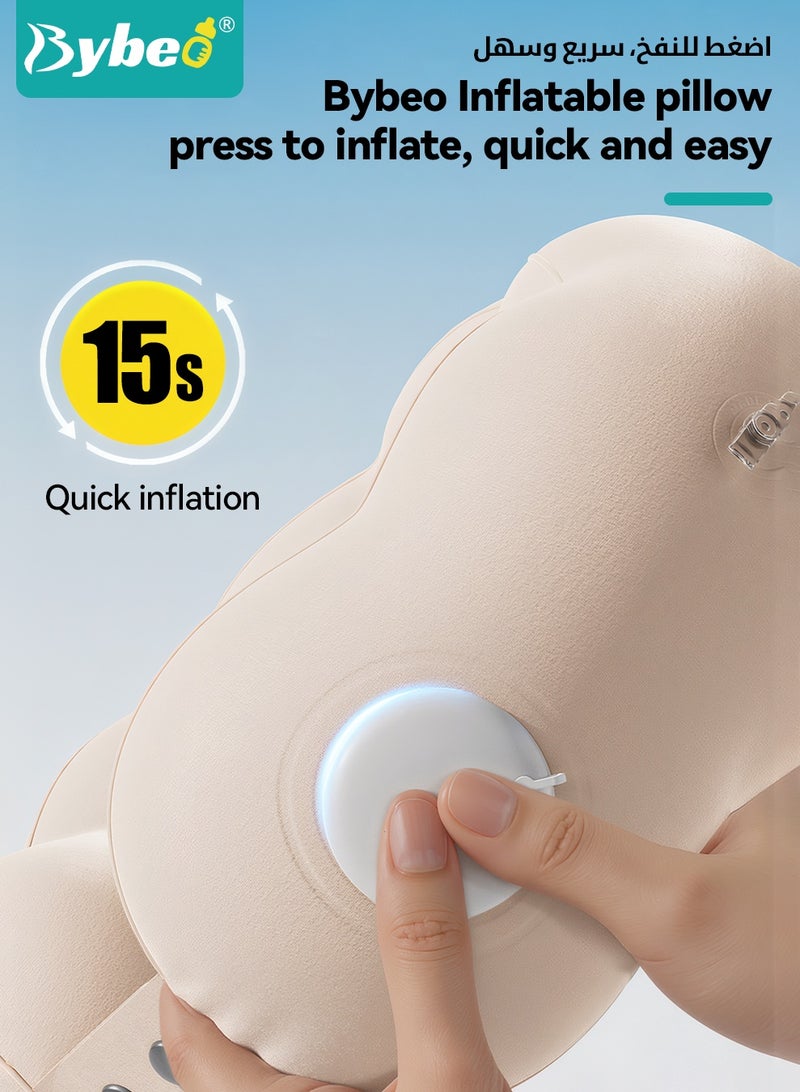 Bybeo Portable Travel Neck Pillow, Inflatable U-Shaped Travel Pillow, Collapsible Airplane Pillow With Eye Mask & Earplugs and Storage Bag, Support for Car, Home, Office, and Airplane, for Women - Image 3